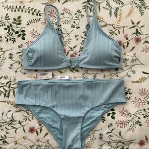 La Vie En Rose Pastel Blue Textured Bikini Set